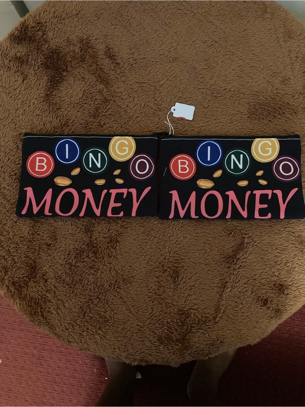 Black 'Bingo Money' Graphic Zip Clutch - Women's Wristlet